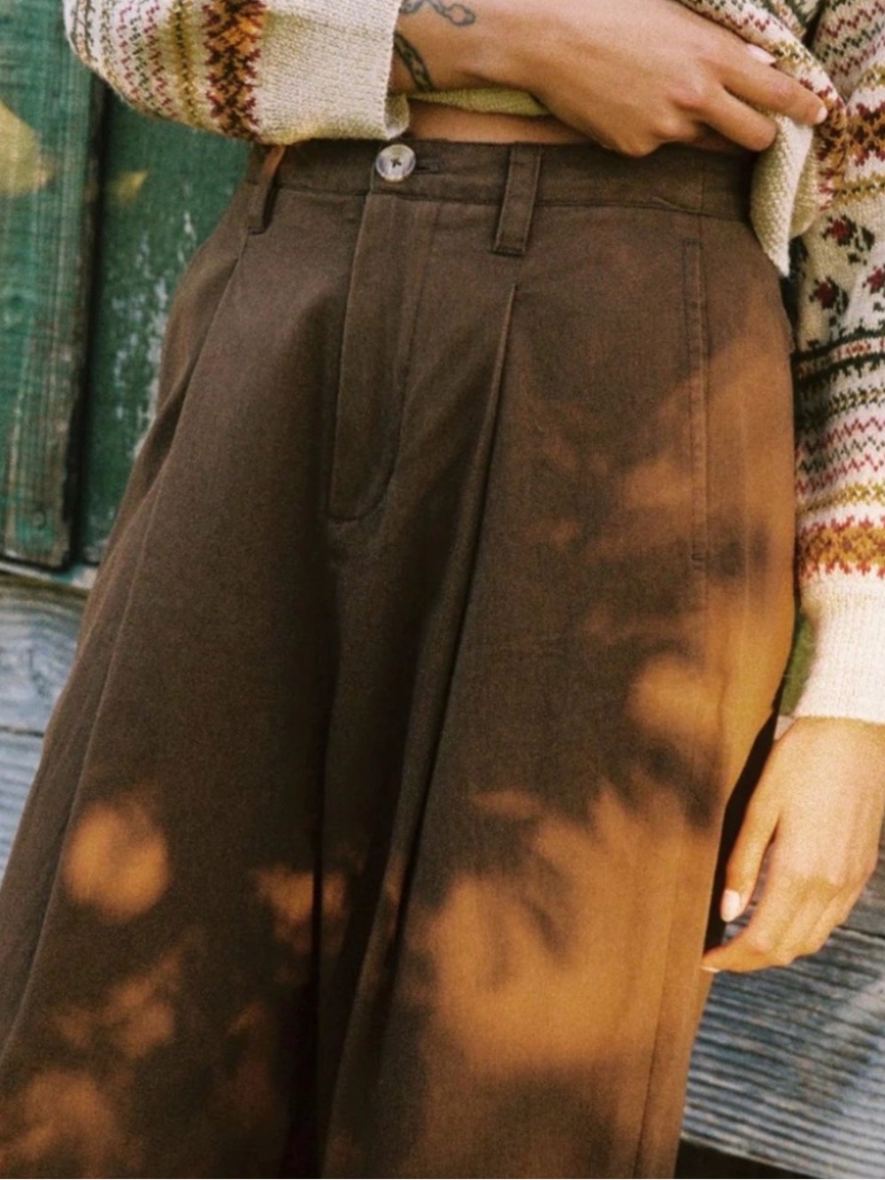 Christy Dawn Coffee Brown The Lee Trouser Wide Leg Pant Minimal Cottagecore Sz 0 - Picture 5 of 14
